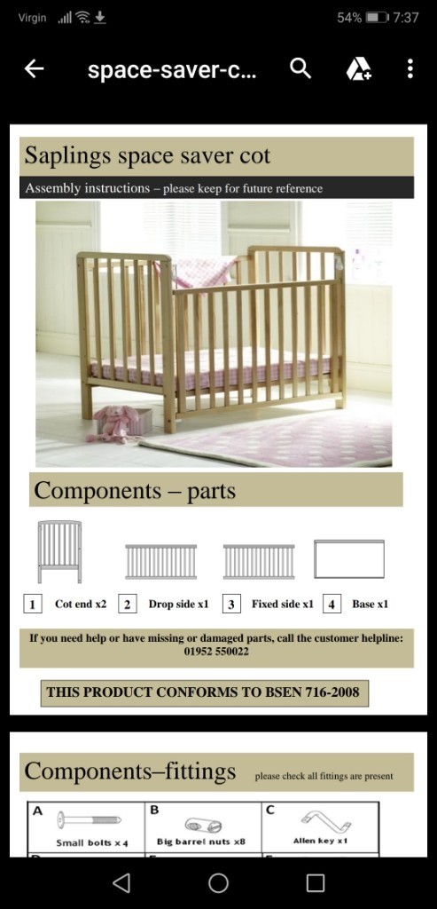 saplings space saver cot